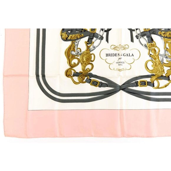 HERMES Silk Scarf Carre 90 Brides de GALA by Hugo Grygkar Pink White - Picture 5 of 7